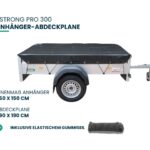Xstrong Pro 300 Anhänger-Abdeckplane für Anhänger mit Innenmaß 250 x 150 cm, Planenmaß 290 x 190 cm inklusive elastischem Gummiseil.