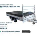 Xstrong Pro 300 Anhänger-Abdeckplane für Anhänger mit Innenmaß 275 x 150 cm, Planenmaß 315 x 190 cm inklusive elastischem Gummiseil.
