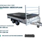 Xstrong Pro 300 Anhänger-Abdeckplane für Anhänger mit Innenmaß 330 x 180 cm, Planenmaß 370 x 220 cm inklusive elastischem Gummiseil.